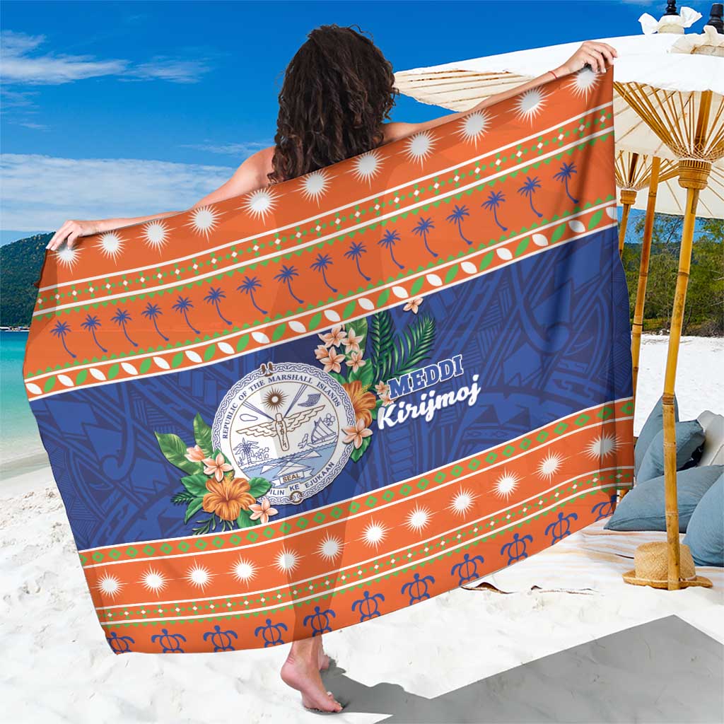 Marshall Islands Christmas Sarong Marshallese Seal Meddi Kirijmoj LT05 One Size 44 x 66 inches Orange - Polynesian Pride