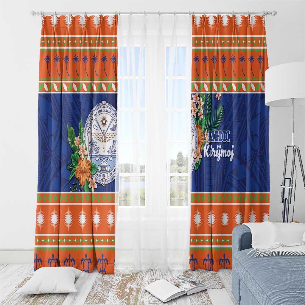 Marshall Islands Christmas Window Curtain Marshallese Seal Meddi Kirijmoj