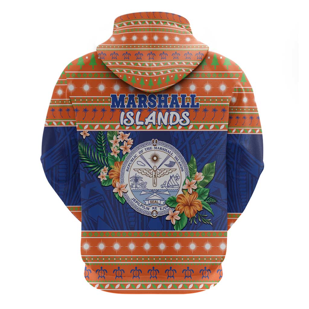 Marshall Islands Christmas Zip Hoodie Marshallese Seal Meddi Kirijmoj LT05 - Polynesian Pride