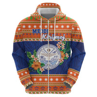 Marshall Islands Christmas Zip Hoodie Marshallese Seal Meddi Kirijmoj LT05 - Polynesian Pride