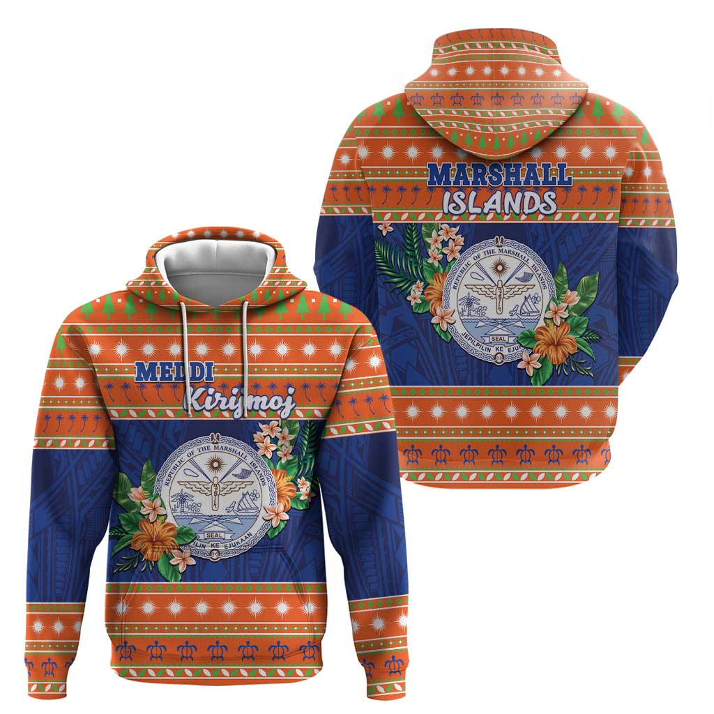 Marshall Islands Christmas Zip Hoodie Marshallese Seal Meddi Kirijmoj LT05 - Polynesian Pride