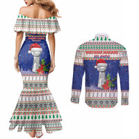 Northern Mariana Islands Christmas Couples Matching Mermaid Dress and Long Sleeve Button Shirt Poinsettia Filis Pasgua LT05 - Polynesian Pride