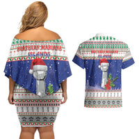 Northern Mariana Islands Christmas Couples Matching Off Shoulder Short Dress and Hawaiian Shirt Poinsettia Filis Pasgua LT05 - Polynesian Pride