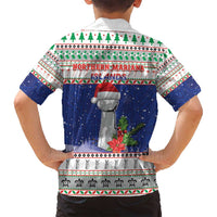 Northern Mariana Islands Christmas Family Matching Long Sleeve Bodycon Dress and Hawaiian Shirt Poinsettia Filis Pasgua LT05 - Polynesian Pride
