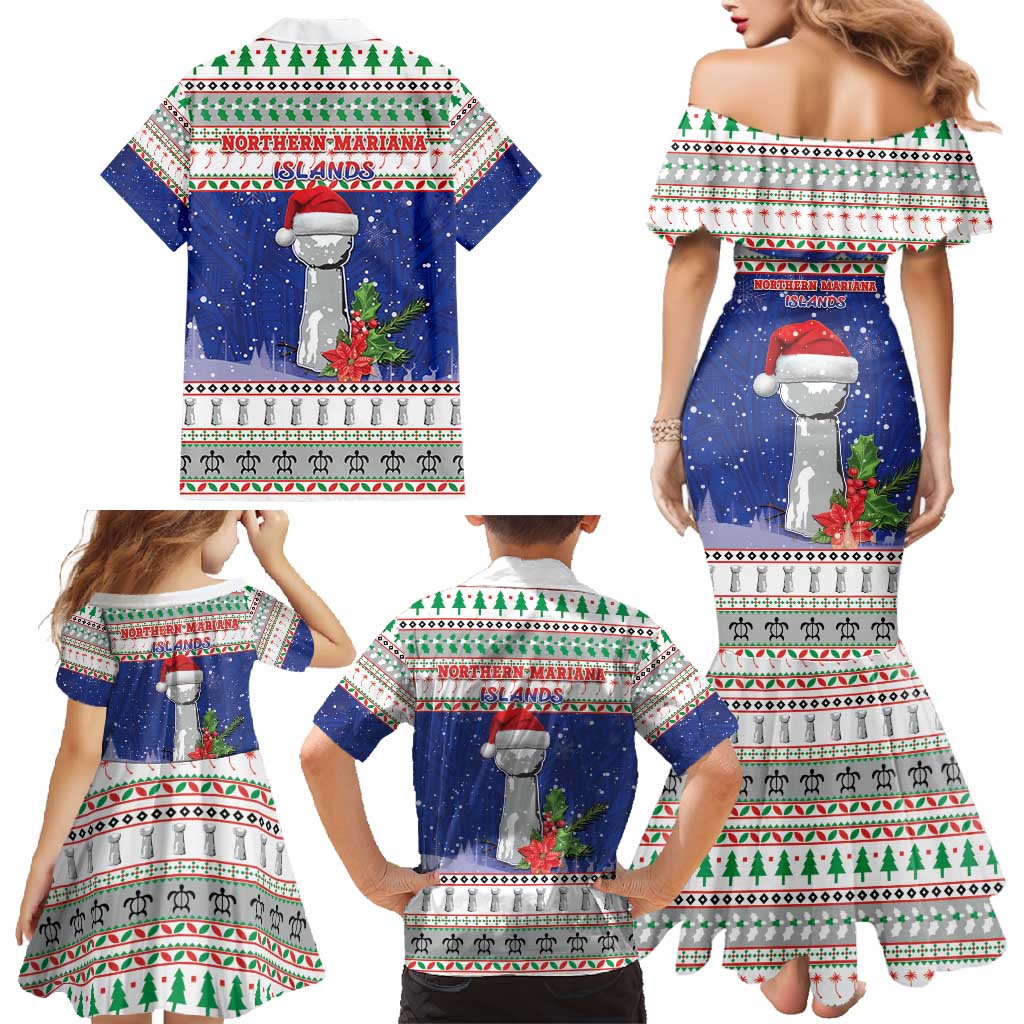 Northern Mariana Islands Christmas Family Matching Mermaid Dress and Hawaiian Shirt Poinsettia Filis Pasgua LT05 - Polynesian Pride