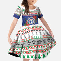 Northern Mariana Islands Christmas Family Matching Off Shoulder Maxi Dress and Hawaiian Shirt Poinsettia Filis Pasgua LT05 Daughter's Dress Blue - Polynesian Pride