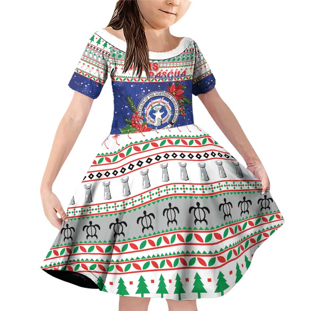 Northern Mariana Islands Christmas Family Matching Off Shoulder Short Dress and Hawaiian Shirt Poinsettia Filis Pasgua LT05 Daughter's Dress Blue - Polynesian Pride