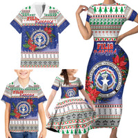 Northern Mariana Islands Christmas Family Matching Short Sleeve Bodycon Dress and Hawaiian Shirt Poinsettia Filis Pasgua LT05 - Polynesian Pride
