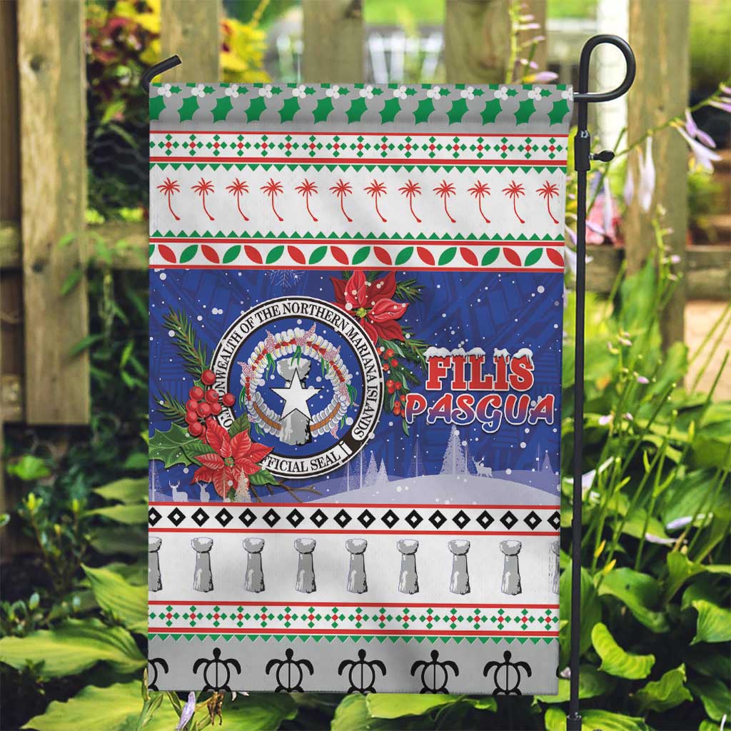 Northern Mariana Islands Christmas Garden Flag Poinsettia Filis Pasgua