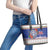 Northern Mariana Islands Christmas Leather Tote Bag Poinsettia Filis Pasgua