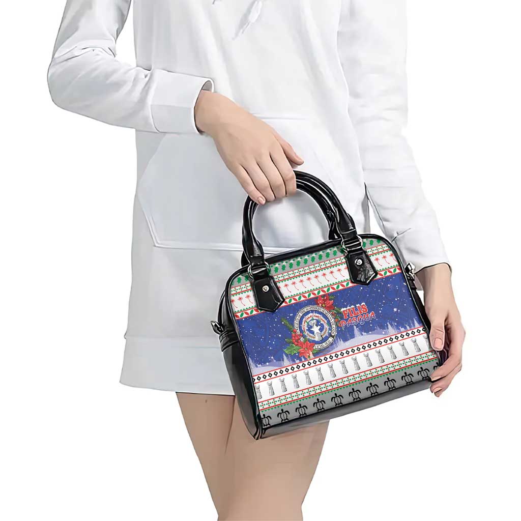 Northern Mariana Islands Christmas Shoulder Handbag Poinsettia Filis Pasgua