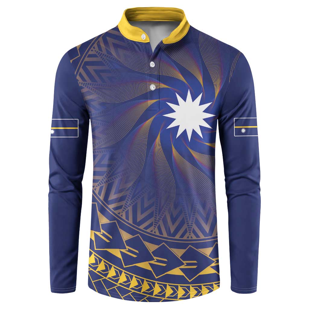Nauru Angam Day Button Sweatshirt Polynesian Tribal Pattern Unique Style LT05 Blue - Polynesian Pride