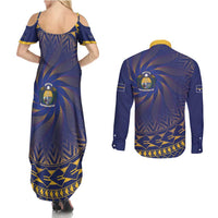 Nauru Angam Day Couples Matching Summer Maxi Dress and Long Sleeve Button Shirt Polynesian Tribal Pattern Unique Style - Polynesian Pride