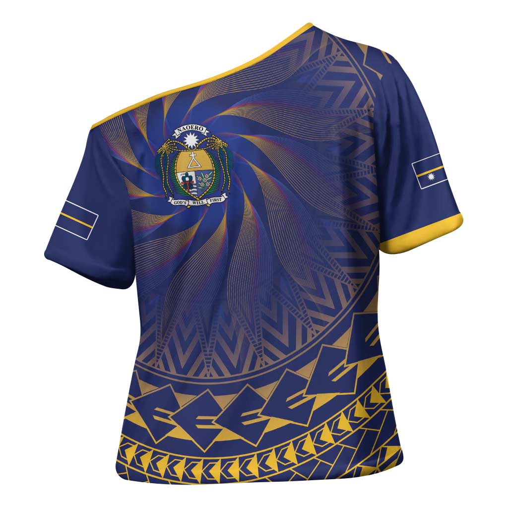 Nauru Angam Day Cross Shoulder Shirt Polynesian Tribal Pattern Unique Style - Polynesian Pride