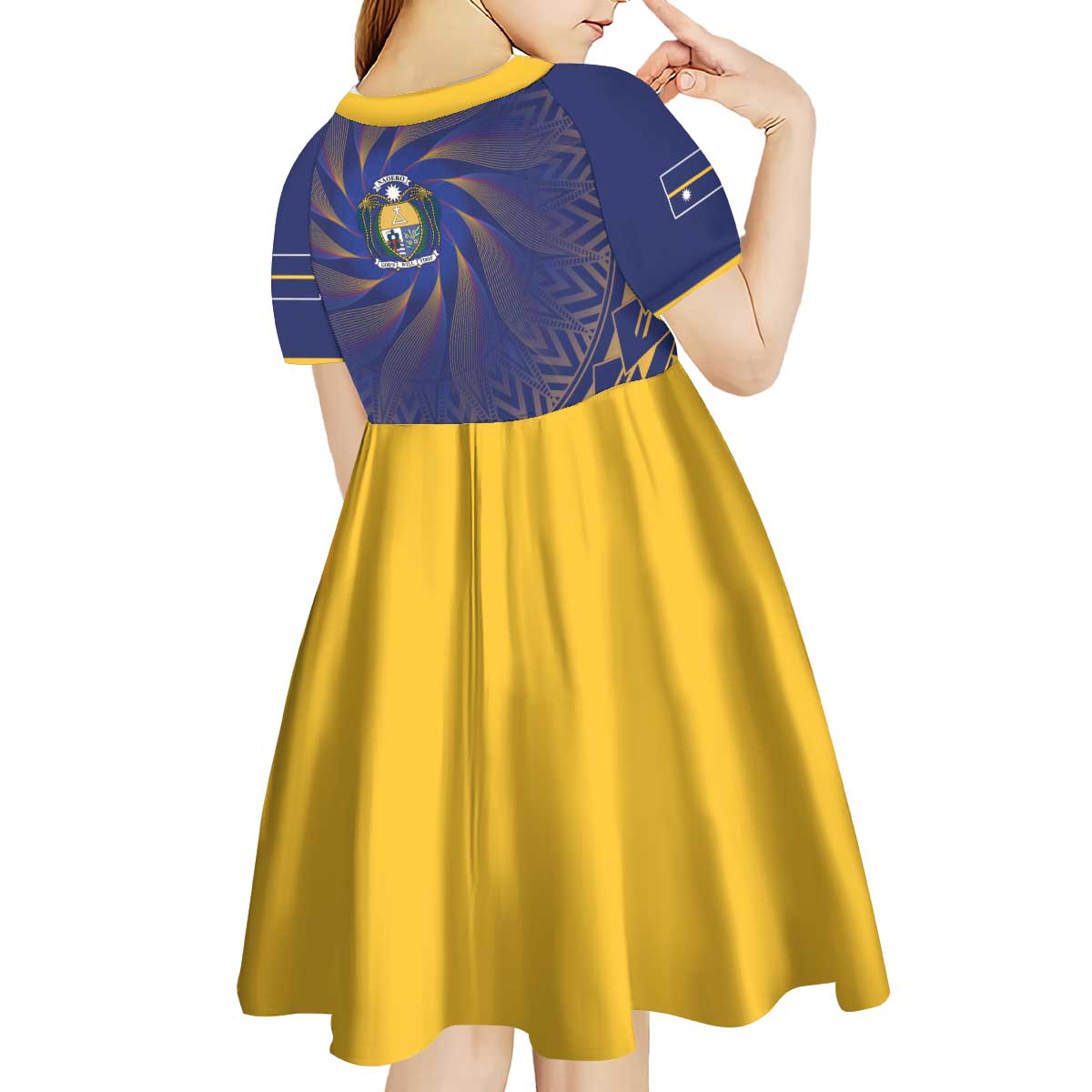 Nauru Angam Day Kid Short Sleeve Dress Polynesian Tribal Pattern Unique Style LT05 - Polynesian Pride