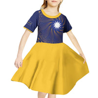 Nauru Angam Day Kid Short Sleeve Dress Polynesian Tribal Pattern Unique Style LT05 - Polynesian Pride