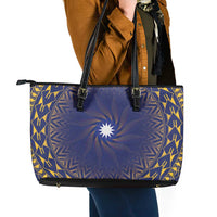Nauru Angam Day Leather Tote Bag Polynesian Tribal Pattern Unique Style - Polynesian Pride