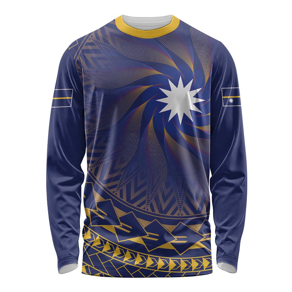 Nauru Angam Day Long Sleeve Shirt Polynesian Tribal Pattern Unique Style LT05 Unisex Blue - Polynesian Pride