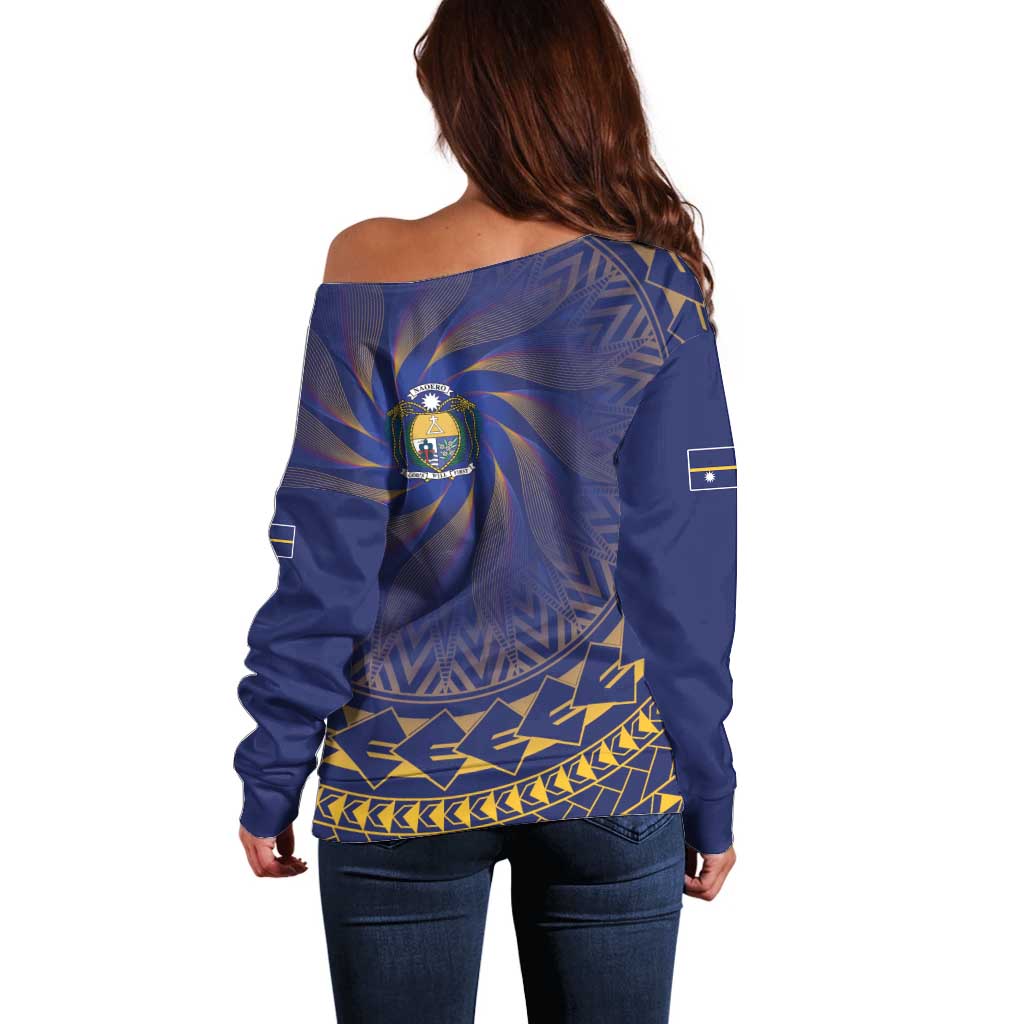 Nauru Angam Day Off Shoulder Sweater Polynesian Tribal Pattern Unique Style - Polynesian Pride