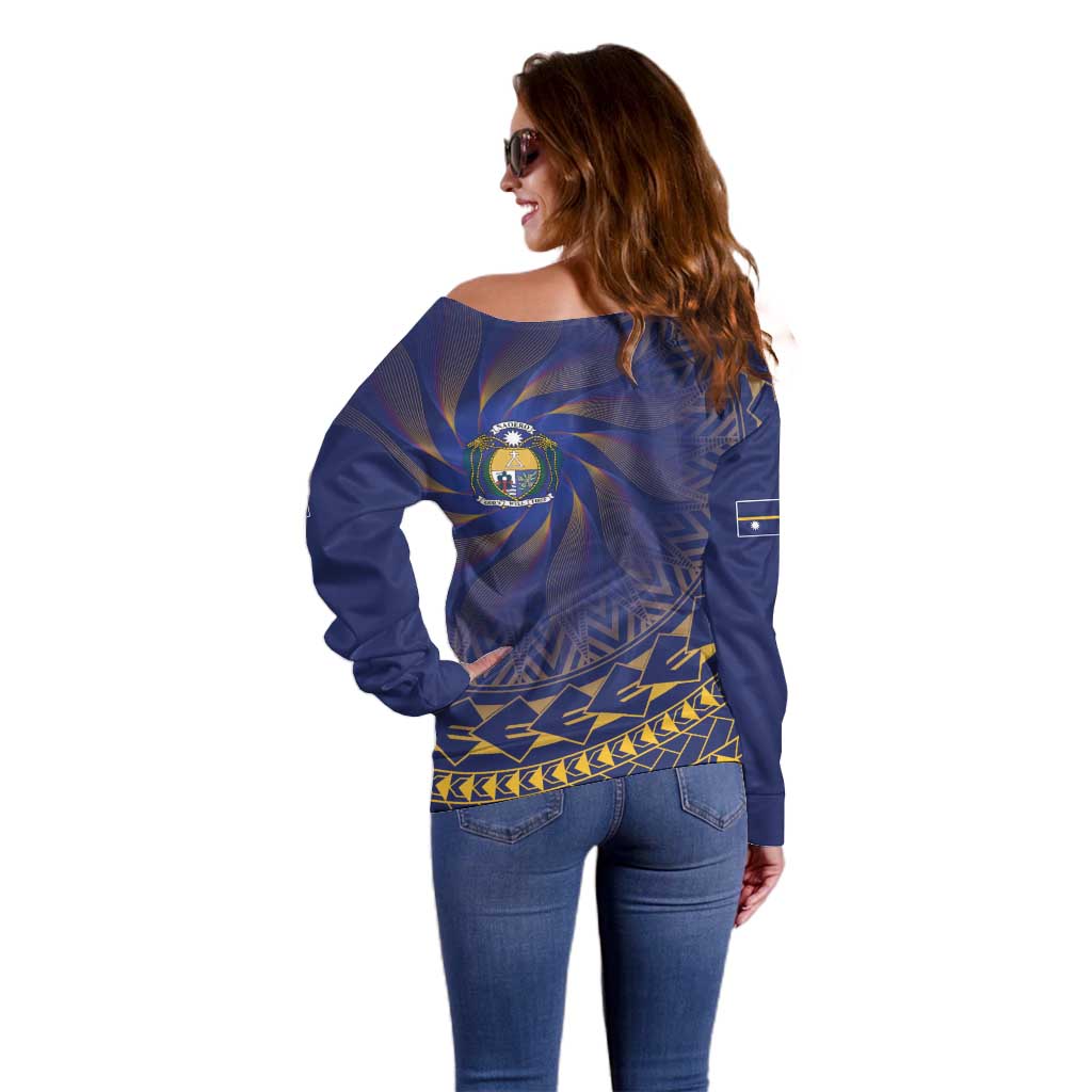 Nauru Angam Day Off Shoulder Sweater Polynesian Tribal Pattern Unique Style - Polynesian Pride