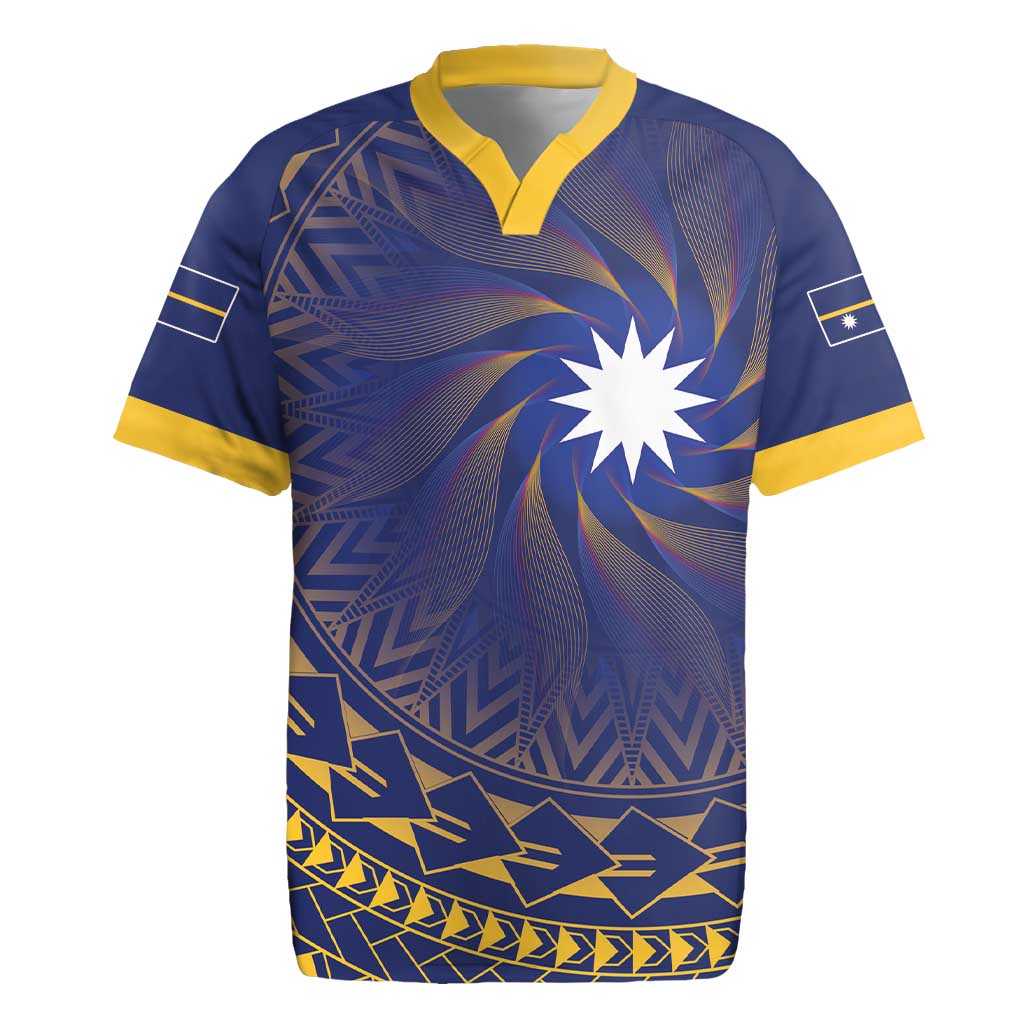 Nauru Angam Day Rugby Jersey Polynesian Tribal Pattern Unique Style LT05 Blue - Polynesian Pride