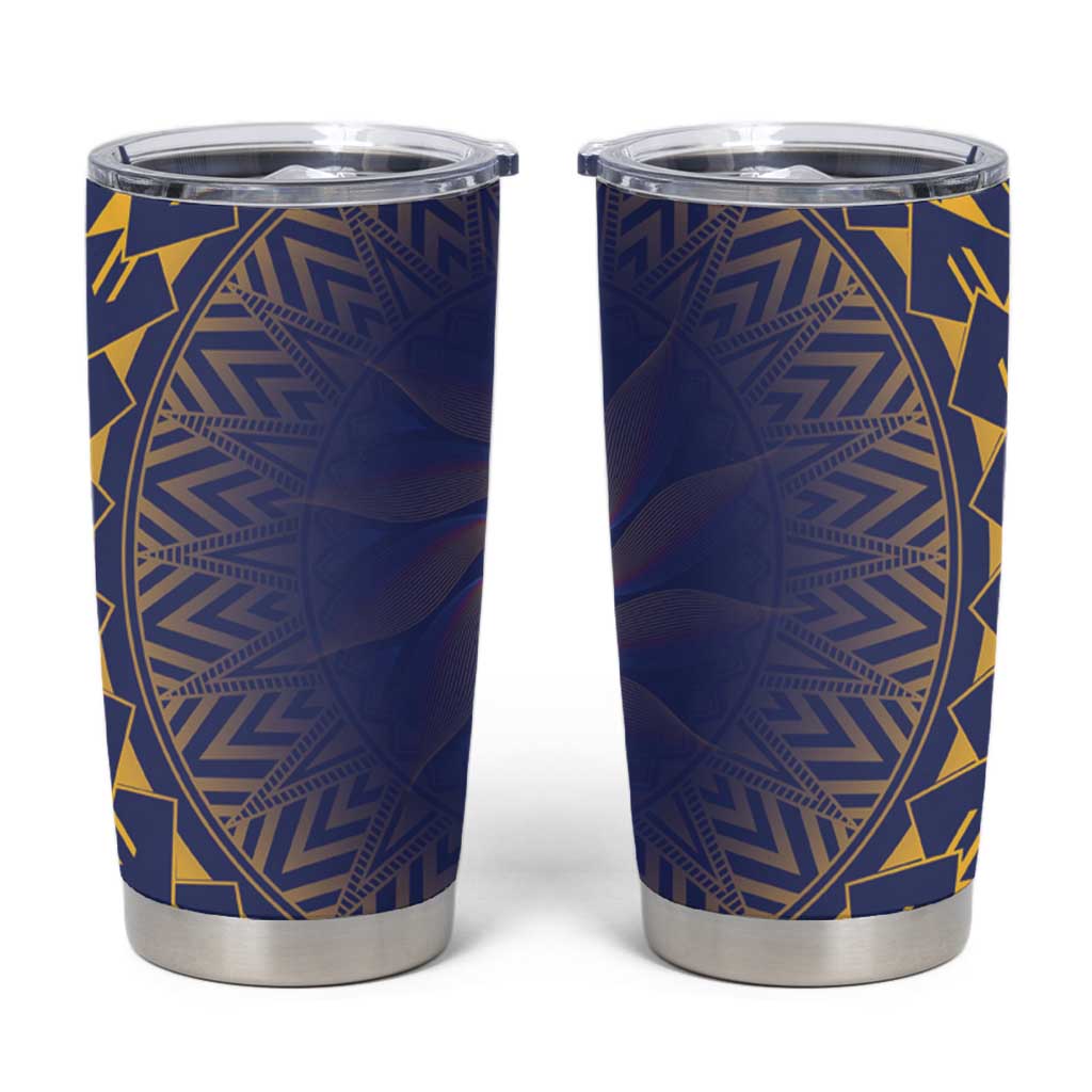 Nauru Angam Day Tumbler Cup Polynesian Tribal Pattern Unique Style LT05 Blue - Polynesian Pride