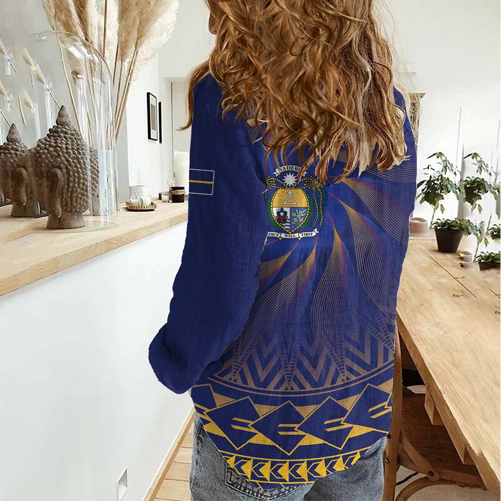 Nauru Angam Day Women Casual Shirt Polynesian Tribal Pattern Unique Style - Polynesian Pride
