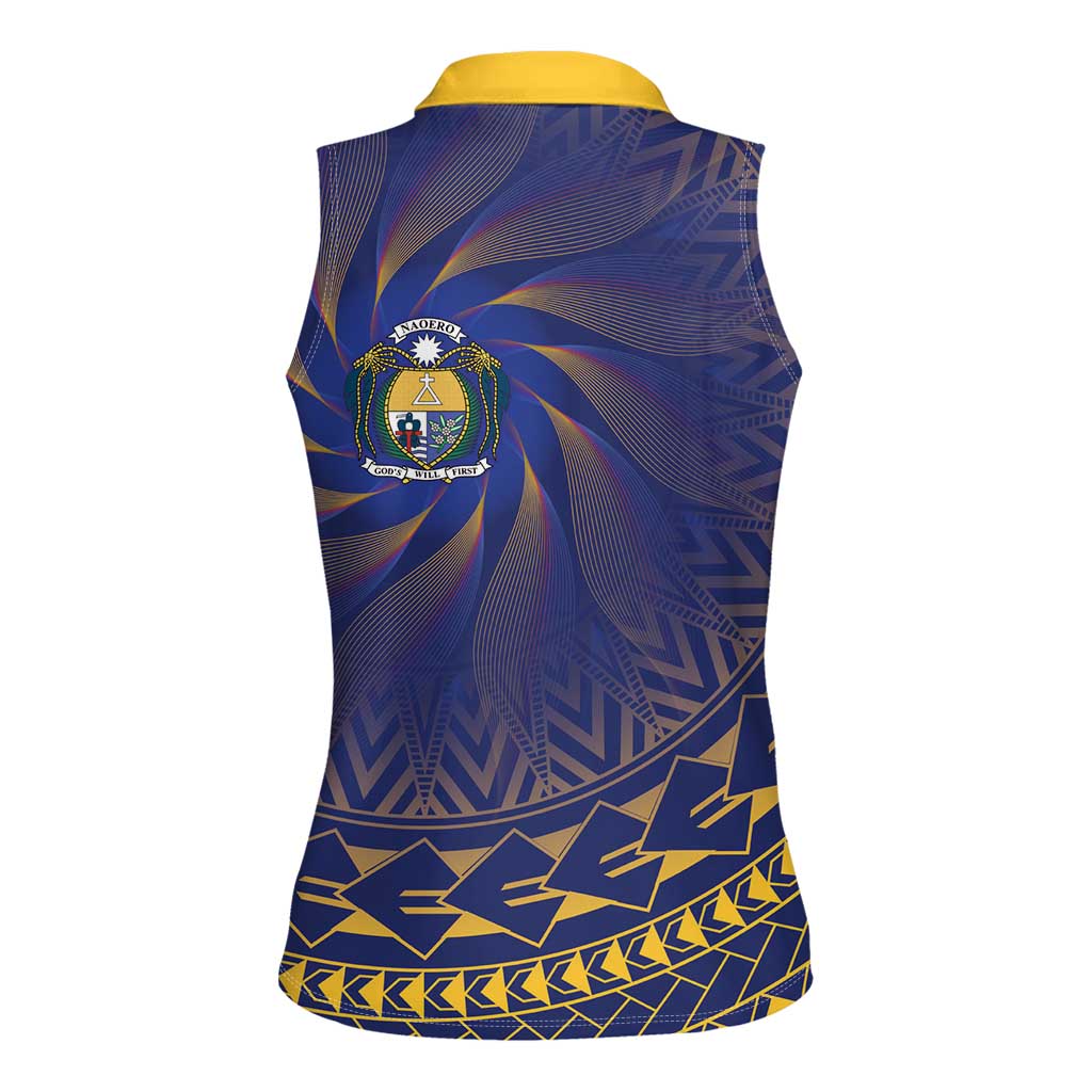 Nauru Angam Day Women Sleeveless Polo Shirt Polynesian Tribal Pattern Unique Style LT05 - Polynesian Pride