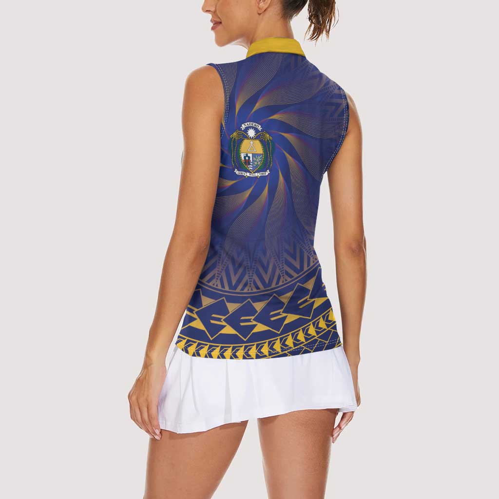 Nauru Angam Day Women Sleeveless Polo Shirt Polynesian Tribal Pattern Unique Style LT05 - Polynesian Pride