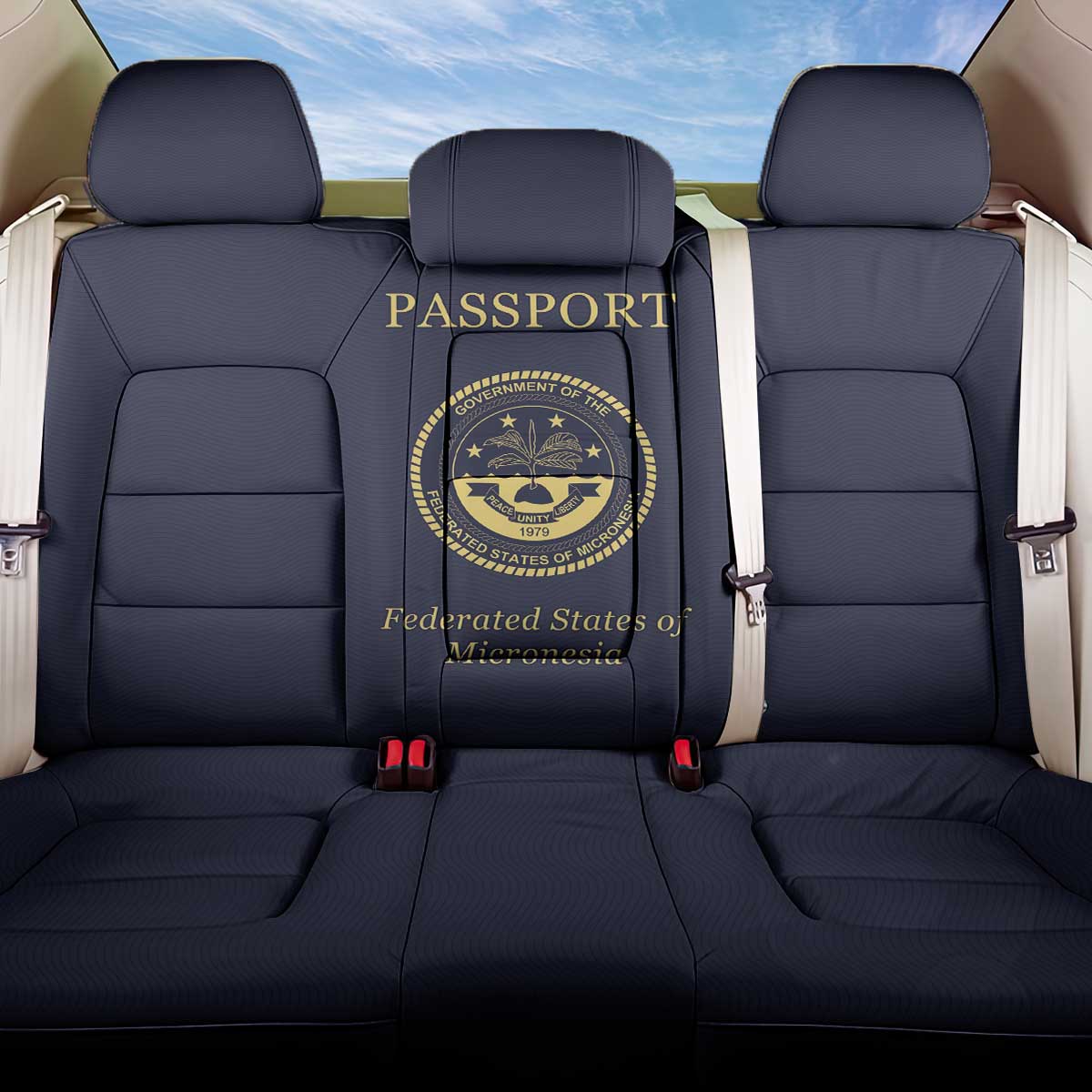 Federated States Of Micronesia Back Car Seat Cover FSM Passport LT05 One Size Navy - Polynesian Pride
