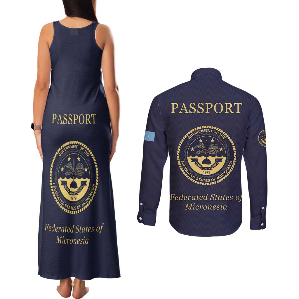 Personalised Federated States Of Micronesia Couples Matching Tank Maxi Dress and Long Sleeve Button Shirt FSM Passport LT05 - Polynesian Pride