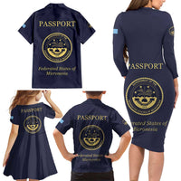 Personalised Federated States Of Micronesia Family Matching Long Sleeve Bodycon Dress and Hawaiian Shirt FSM Passport LT05 - Polynesian Pride