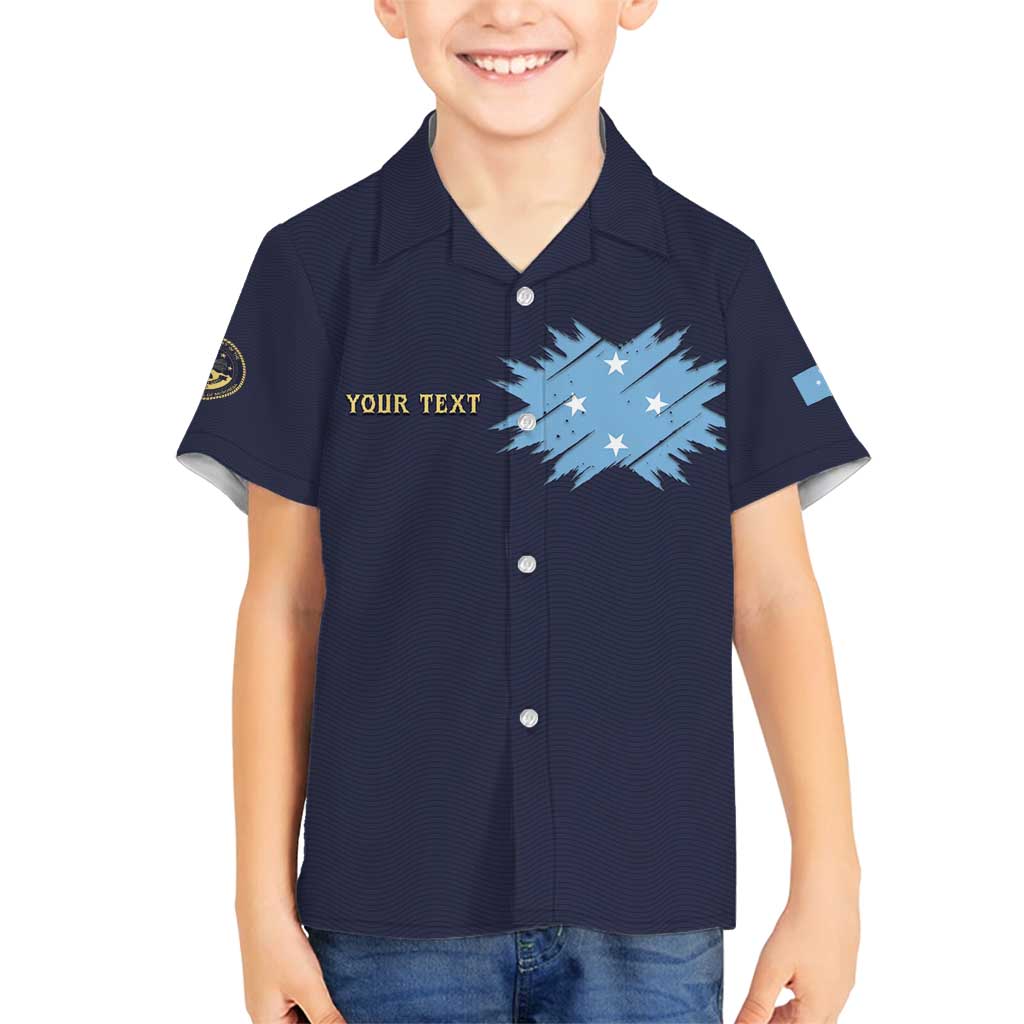 Personalised Federated States Of Micronesia Family Matching Long Sleeve Bodycon Dress and Hawaiian Shirt FSM Passport LT05 Son's Shirt Navy - Polynesian Pride