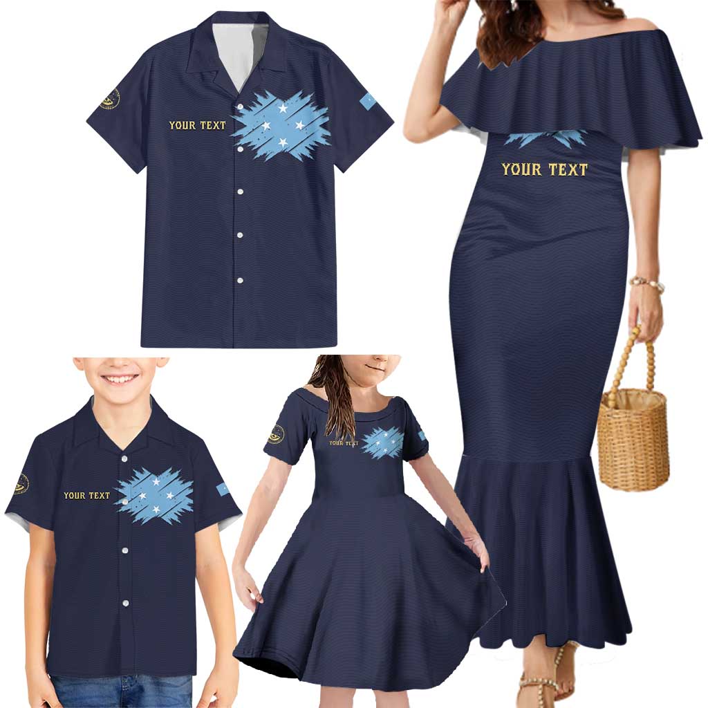 Personalised Federated States Of Micronesia Family Matching Mermaid Dress and Hawaiian Shirt FSM Passport - Polynesian Pride
