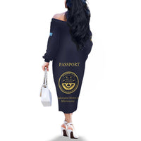 Personalised Federated States Of Micronesia Family Matching Off The Shoulder Long Sleeve Dress and Hawaiian Shirt FSM Passport LT05 - Polynesian Pride