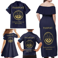 Personalised Federated States Of Micronesia Family Matching Off Shoulder Maxi Dress and Hawaiian Shirt FSM Passport LT05 - Polynesian Pride