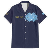 Personalised Federated States Of Micronesia Family Matching Off Shoulder Maxi Dress and Hawaiian Shirt FSM Passport LT05 Dad's Shirt - Short Sleeve Navy - Polynesian Pride