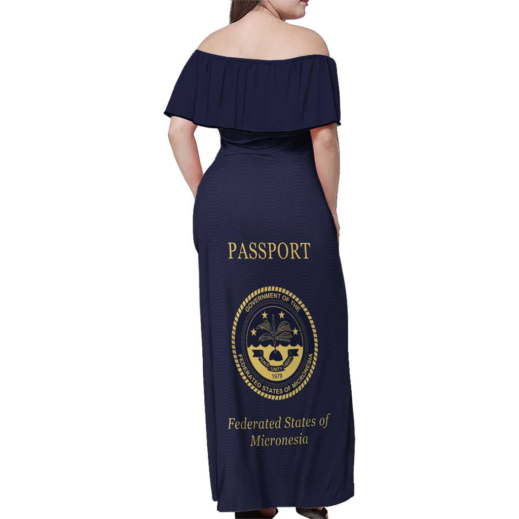 Personalised Federated States Of Micronesia Family Matching Off Shoulder Maxi Dress and Hawaiian Shirt FSM Passport LT05 - Polynesian Pride
