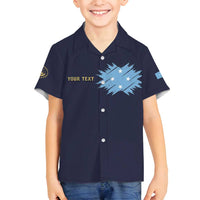 Personalised Federated States Of Micronesia Family Matching Off Shoulder Short Dress and Hawaiian Shirt FSM Passport LT05 Son's Shirt Navy - Polynesian Pride