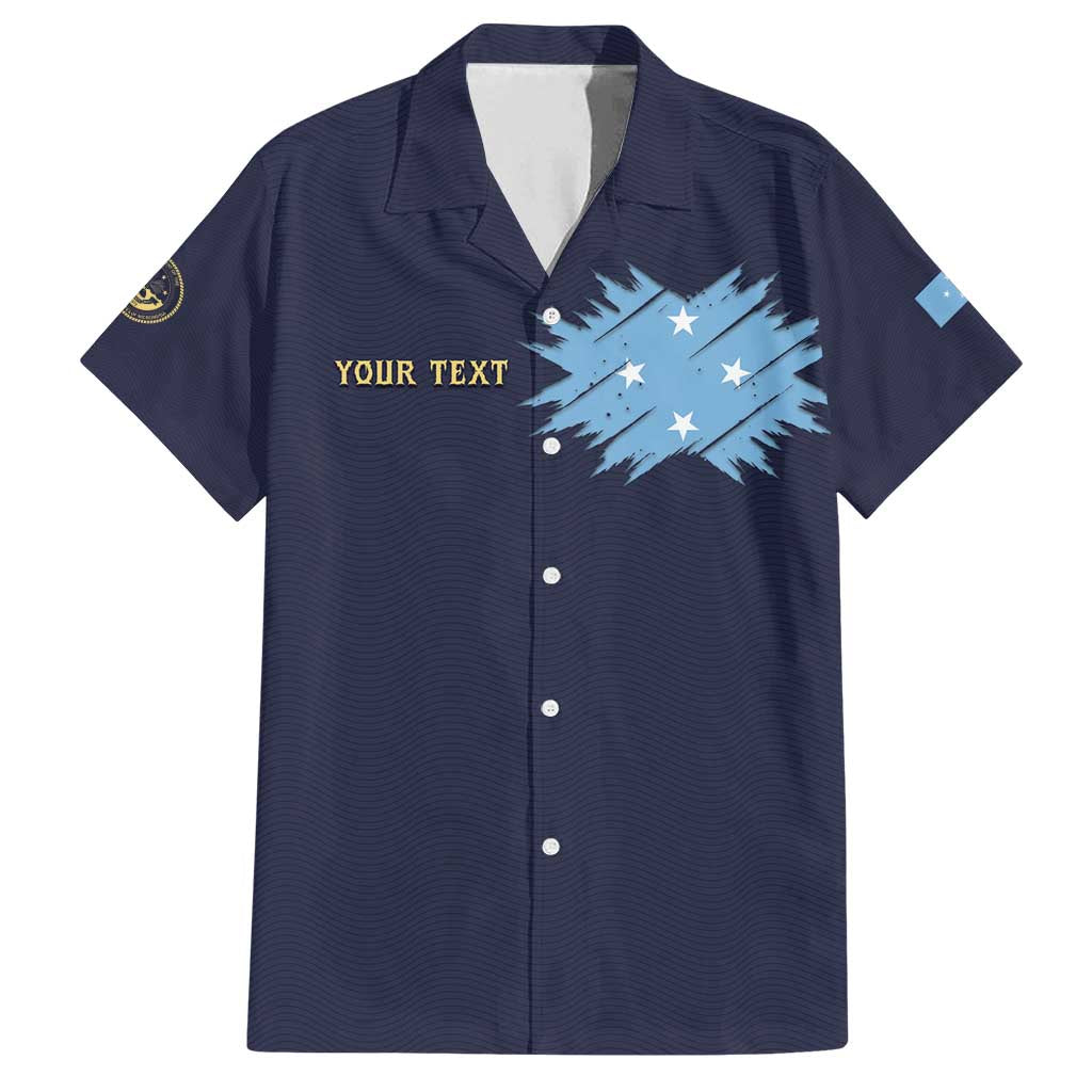 Personalised Federated States Of Micronesia Family Matching Puletasi and Hawaiian Shirt FSM Passport LT05 Dad's Shirt - Short Sleeve Navy - Polynesian Pride