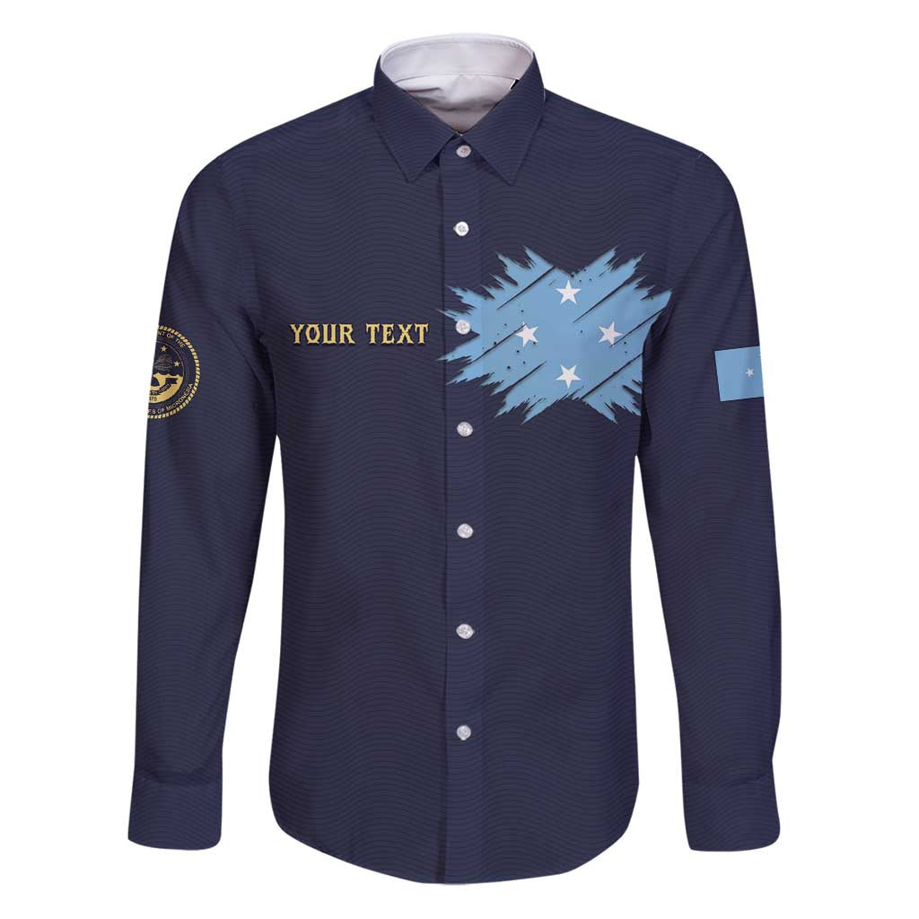 Personalised Federated States Of Micronesia Family Matching Puletasi and Hawaiian Shirt FSM Passport LT05 Dad's Shirt - Long Sleeve Navy - Polynesian Pride