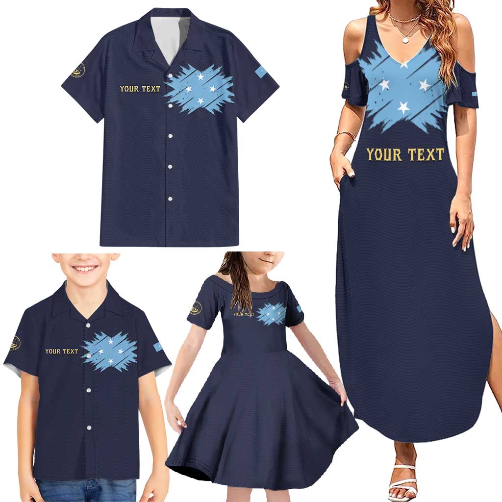 Personalised Federated States Of Micronesia Family Matching Summer Maxi Dress and Hawaiian Shirt FSM Passport - Polynesian Pride