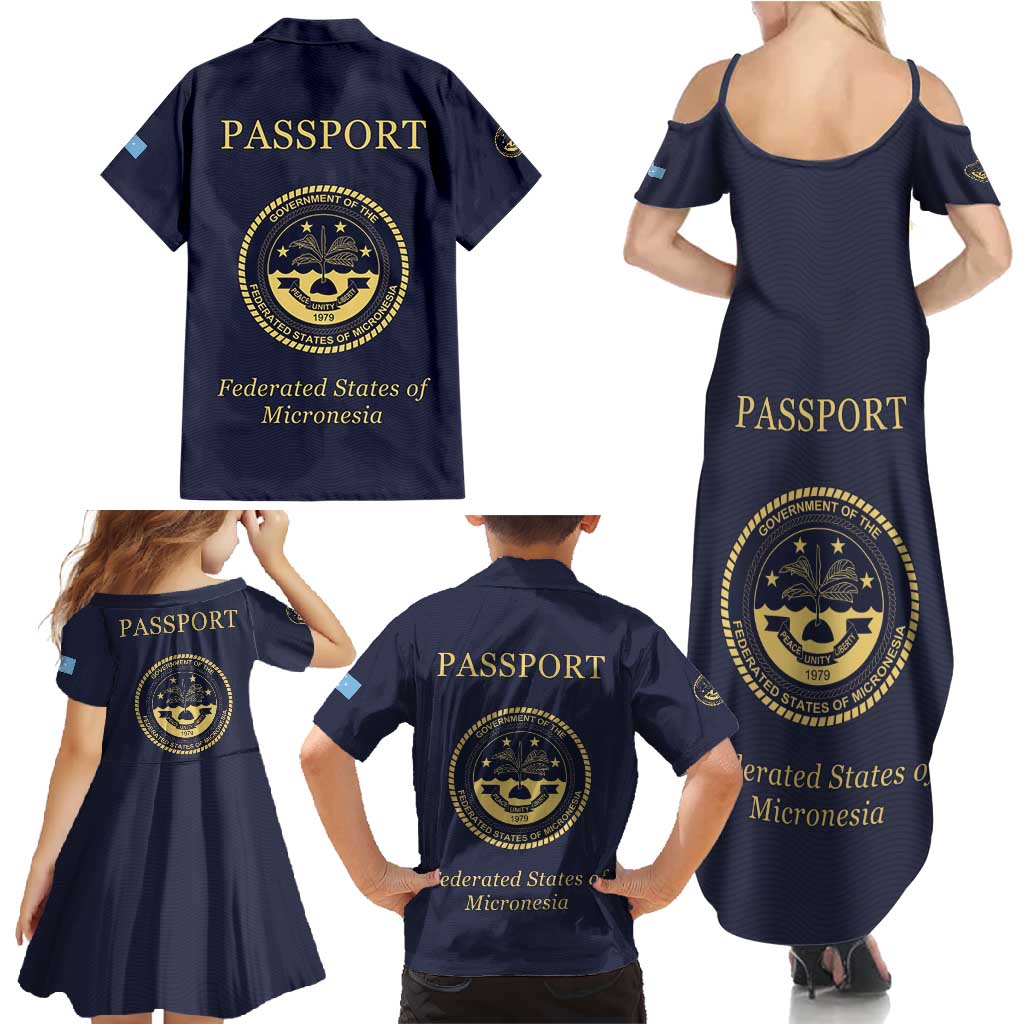 Personalised Federated States Of Micronesia Family Matching Summer Maxi Dress and Hawaiian Shirt FSM Passport LT05 - Polynesian Pride