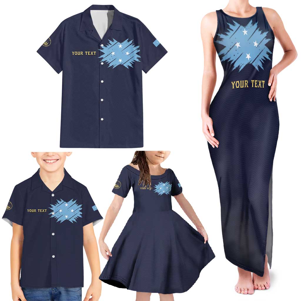 Personalised Federated States Of Micronesia Family Matching Tank Maxi Dress and Hawaiian Shirt FSM Passport LT05 - Polynesian Pride