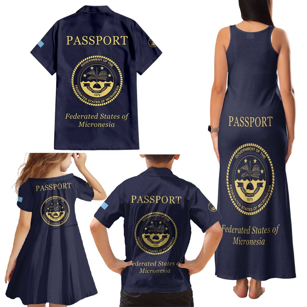 Personalised Federated States Of Micronesia Family Matching Tank Maxi Dress and Hawaiian Shirt FSM Passport LT05 - Polynesian Pride