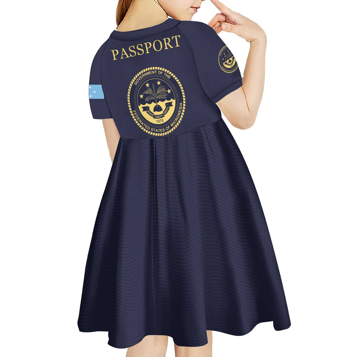 Personalised Federated States Of Micronesia Kid Short Sleeve Dress FSM Passport - Polynesian Pride