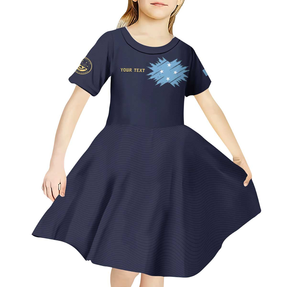 Personalised Federated States Of Micronesia Kid Short Sleeve Dress FSM Passport - Polynesian Pride