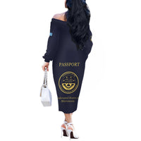 Personalised Federated States Of Micronesia Off The Shoulder Long Sleeve Dress FSM Passport - Polynesian Pride