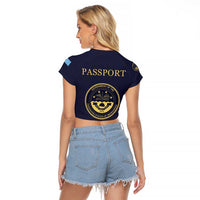Personalised Federated States Of Micronesia Raglan Cropped T Shirt FSM Passport - Polynesian Pride