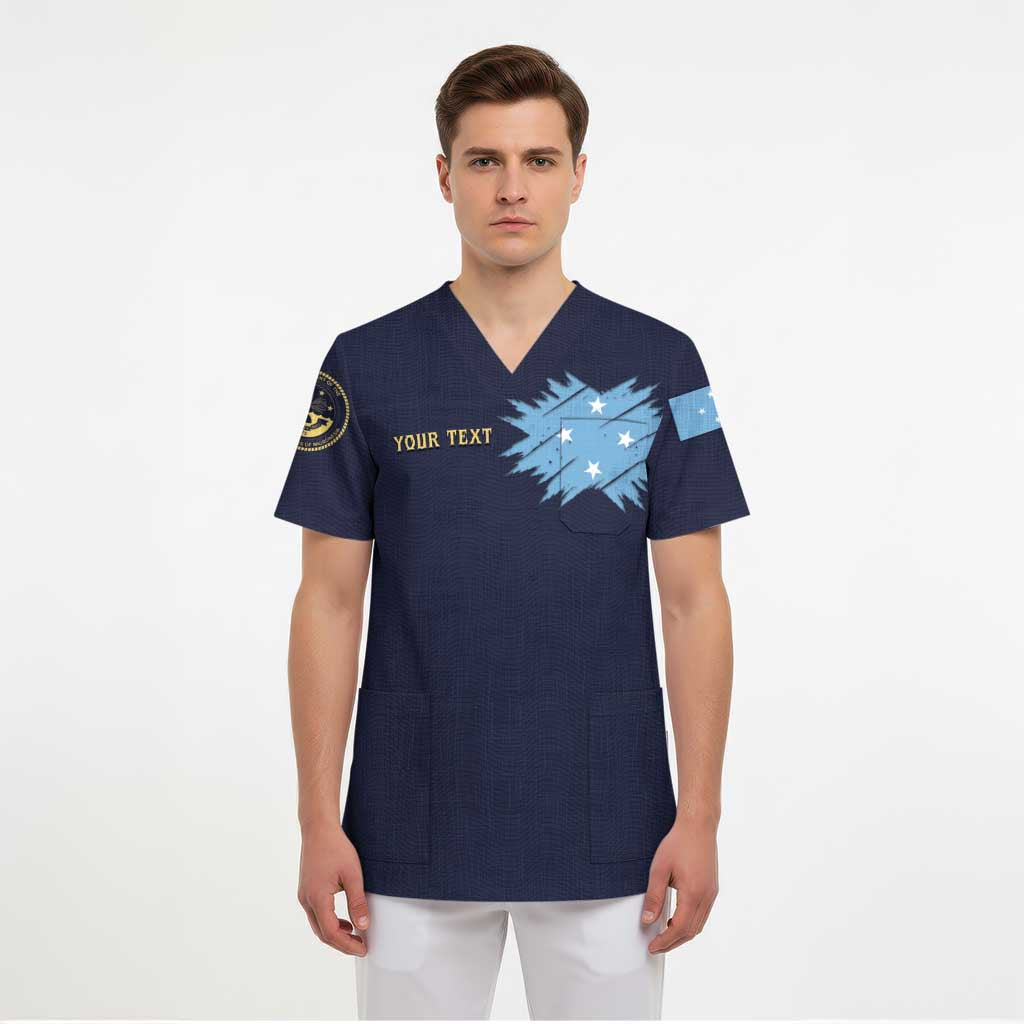 Personalised Federated States Of Micronesia Scrub Top FSM Passport - Polynesian Pride